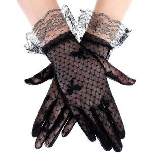 Women's Elegant Dress Up Lace Gloves Black Halloween Wedding Parties Prom